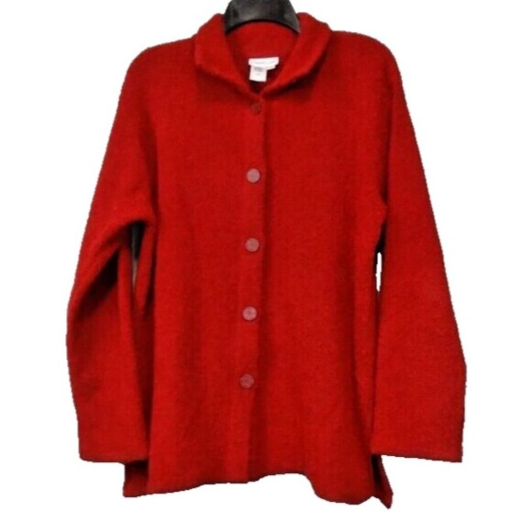 Coldwater Creek Jacket Womens Medium Red Wool Blend Quite Luxury Timeless